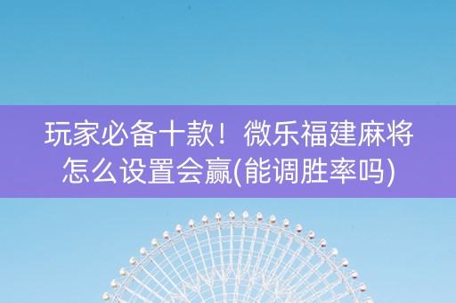 玩家必备十款！微乐福建麻将怎么设置会赢(能调胜率吗)