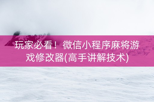 玩家必看！微信小程序麻将游戏修改器(高手讲解技术)