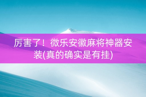 厉害了！微乐安徽麻将神器安装(真的确实是有挂)