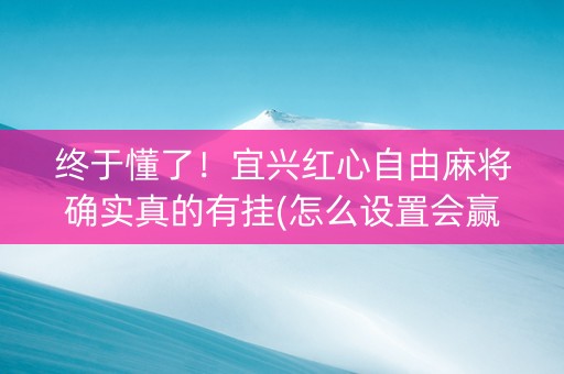 终于懂了！宜兴红心自由麻将确实真的有挂(怎么设置会赢)