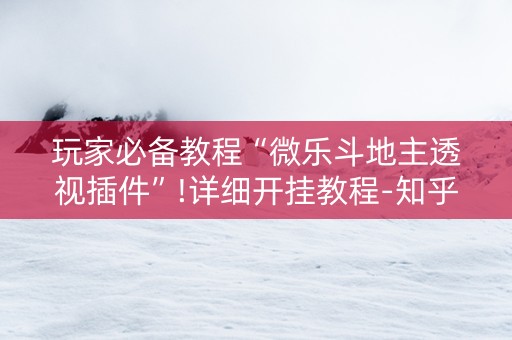 玩家必备教程“微乐斗地主透视插件”!详细开挂教程-知乎
