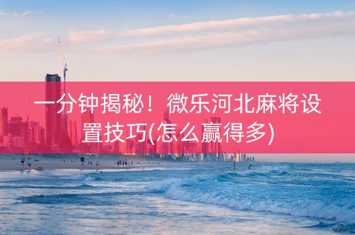 一分钟揭秘！微乐河北麻将设置技巧(怎么赢得多)