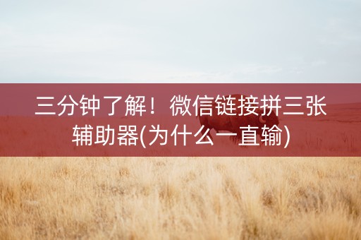三分钟了解！微信链接拼三张辅助器(为什么一直输)