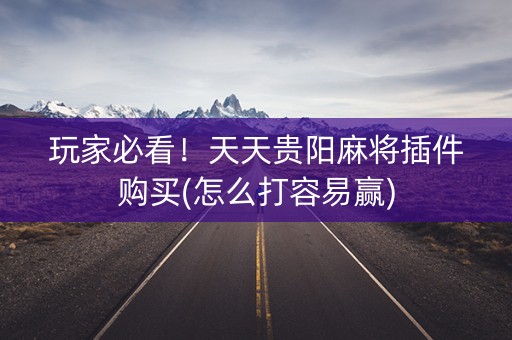 玩家必看！天天贵阳麻将插件购买(怎么打容易赢)