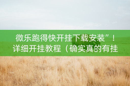 微乐跑得快开挂下载安装”！详细开挂教程（确实真的有挂)-知乎