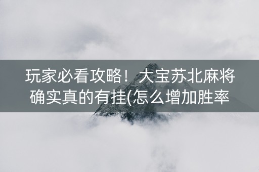 玩家必看攻略！大宝苏北麻将确实真的有挂(怎么增加胜率)