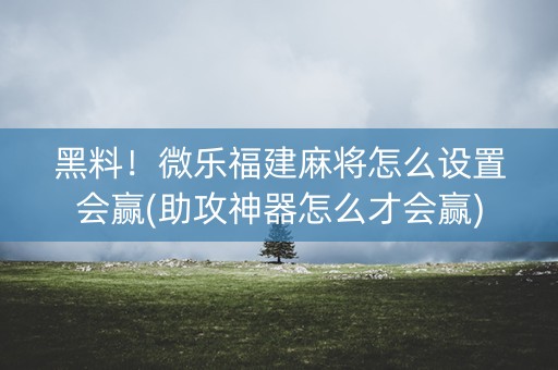 黑料！微乐福建麻将怎么设置会赢(助攻神器怎么才会赢)