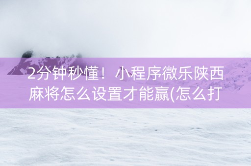 2分钟秒懂！小程序微乐陕西麻将怎么设置才能赢(怎么打容易赢)