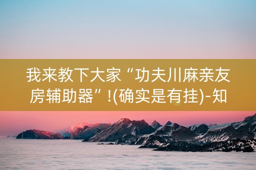 我来教下大家“功夫川麻亲友房辅助器”!(确实是有挂)-知乎