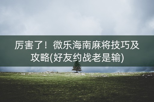 厉害了！微乐海南麻将技巧及攻略(好友约战老是输)