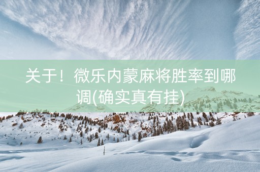 关于！微乐内蒙麻将胜率到哪调(确实真有挂)