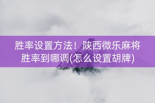 胜率设置方法！陕西微乐麻将胜率到哪调(怎么设置胡牌)