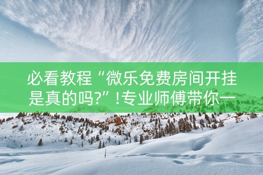必看教程“微乐免费房间开挂是真的吗?”!专业师傅带你一起了解（详细教程）-知乎