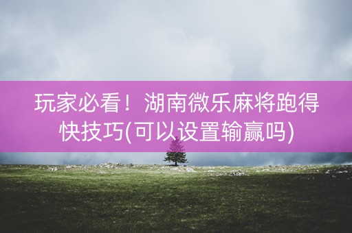 玩家必看！湖南微乐麻将跑得快技巧(可以设置输赢吗)