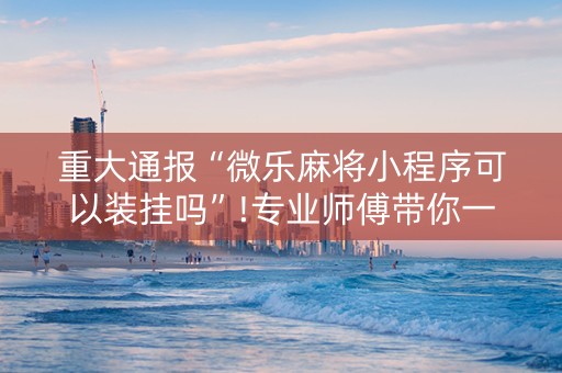 重大通报“微乐麻将小程序可以装挂吗”!专业师傅带你一起了解（详细教程）-知乎