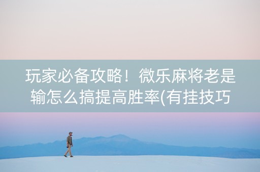 玩家必备攻略！微乐麻将老是输怎么搞提高胜率(有挂技巧辅助器)