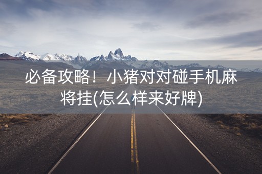 必备攻略！小猪对对碰手机麻将挂(怎么样来好牌)