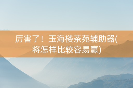 厉害了！玉海楼茶苑辅助器(将怎样比较容易赢)