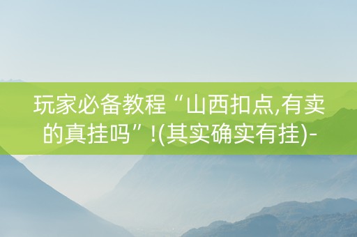 玩家必备教程“山西扣点,有卖的真挂吗”!(其实确实有挂)-知乎