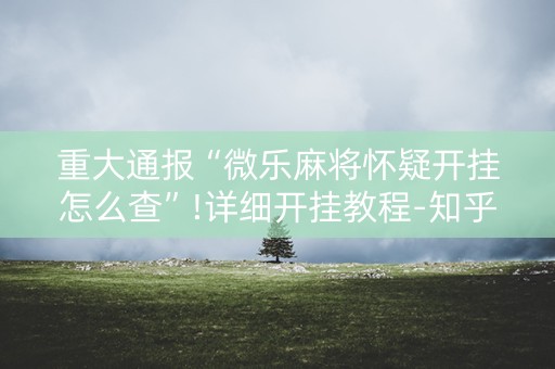 重大通报“微乐麻将怀疑开挂怎么查”!详细开挂教程-知乎