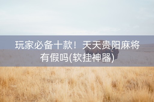玩家必备十款！天天贵阳麻将有假吗(软挂神器)