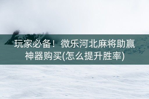 玩家必备！微乐河北麻将助赢神器购买(怎么提升胜率)