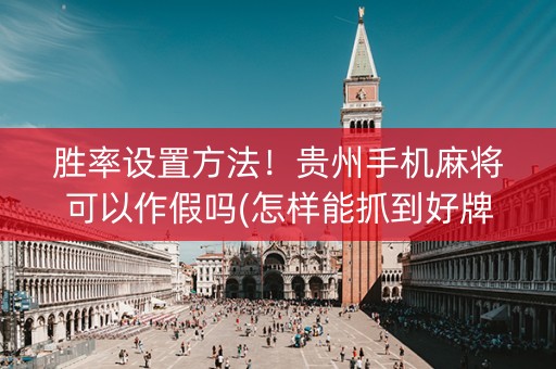 胜率设置方法！贵州手机麻将可以作假吗(怎样能抓到好牌)