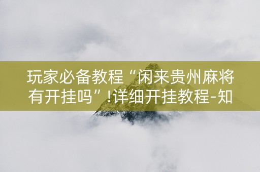 玩家必备教程“闲来贵州麻将有开挂吗”!详细开挂教程-知乎
