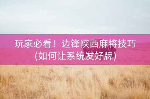 玩家必看！边锋陕西麻将技巧(如何让系统发好牌)