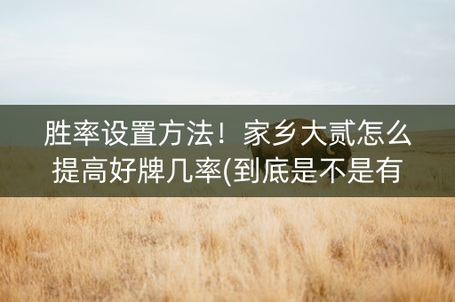 胜率设置方法！家乡大贰怎么提高好牌几率(到底是不是有挂)