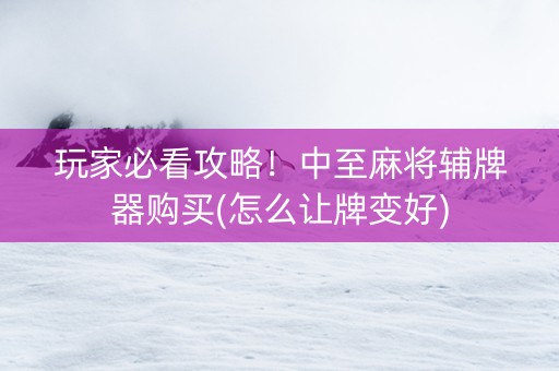 玩家必看攻略！中至麻将辅牌器购买(怎么让牌变好)