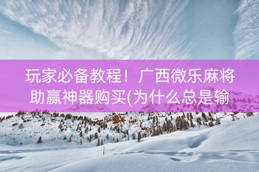 玩家必备教程！广西微乐麻将助赢神器购买(为什么总是输)