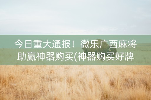 今日重大通报！微乐广西麻将助赢神器购买(神器购买好牌规律)