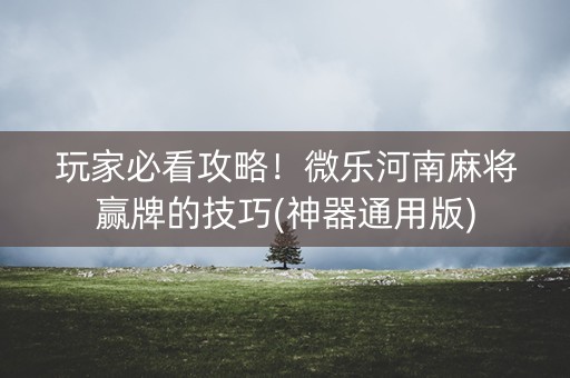 玩家必看攻略！微乐河南麻将赢牌的技巧(神器通用版)