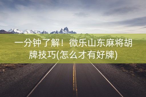 一分钟了解！微乐山东麻将胡牌技巧(怎么才有好牌)