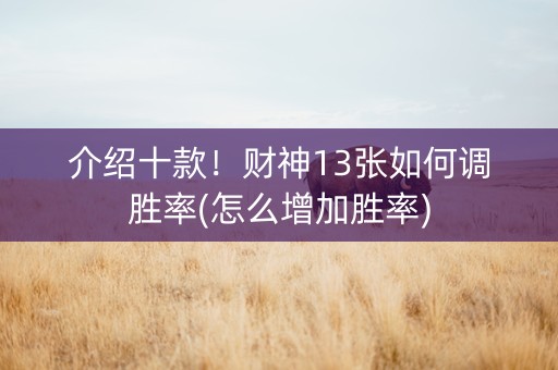介绍十款！财神13张如何调胜率(怎么增加胜率)