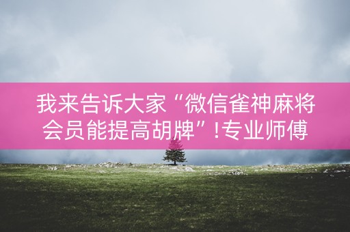 我来告诉大家“微信雀神麻将会员能提高胡牌”!专业师傅带你一起了解（详细教程）-知乎
