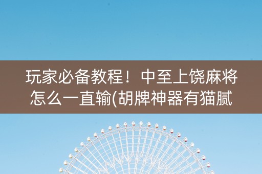 玩家必备教程！中至上饶麻将怎么一直输(胡牌神器有猫腻吗)