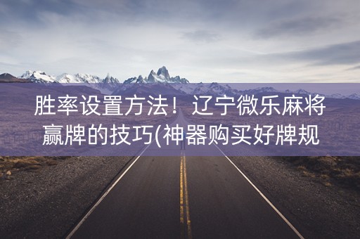 胜率设置方法！辽宁微乐麻将赢牌的技巧(神器购买好牌规律)