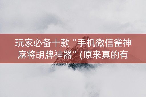 玩家必备十款“手机微信雀神麻将胡牌神器”(原来真的有挂)-知乎