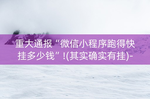 重大通报“微信小程序跑得快挂多少钱”!(其实确实有挂)-知乎