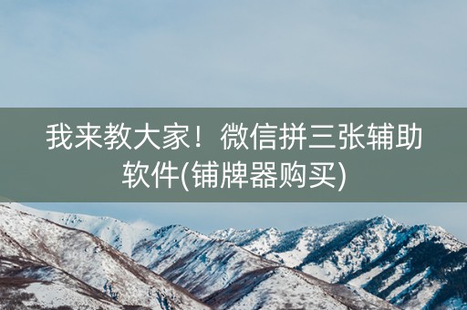 我来教大家！微信拼三张辅助软件(铺牌器购买)
