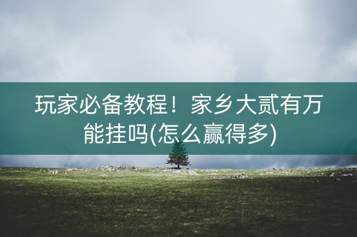 玩家必备教程！家乡大贰有万能挂吗(怎么赢得多)