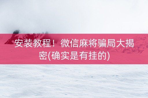安装教程！微信麻将骗局大揭密(确实是有挂的)