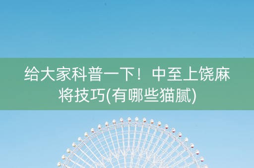 给大家科普一下！中至上饶麻将技巧(有哪些猫腻)
