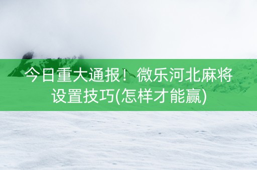 今日重大通报！微乐河北麻将设置技巧(怎样才能赢)