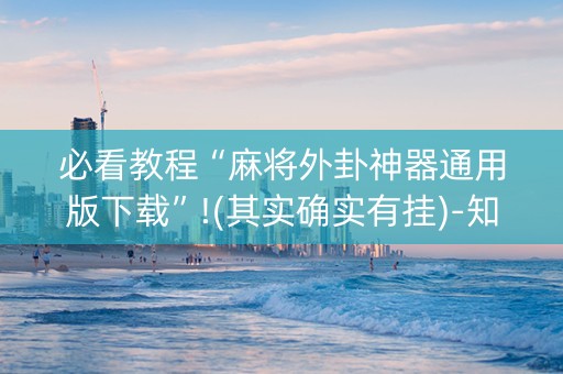 必看教程“麻将外卦神器通用版下载”!(其实确实有挂)-知乎