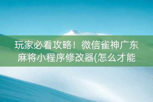 玩家必看攻略！微信雀神广东麻将小程序修改器(怎么才能赢得多)