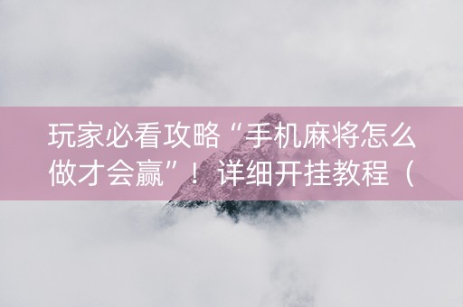 玩家必看攻略“手机麻将怎么做才会赢”！详细开挂教程（确实真的有挂)-知乎