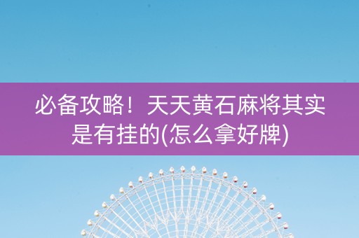 必备攻略！天天黄石麻将其实是有挂的(怎么拿好牌)